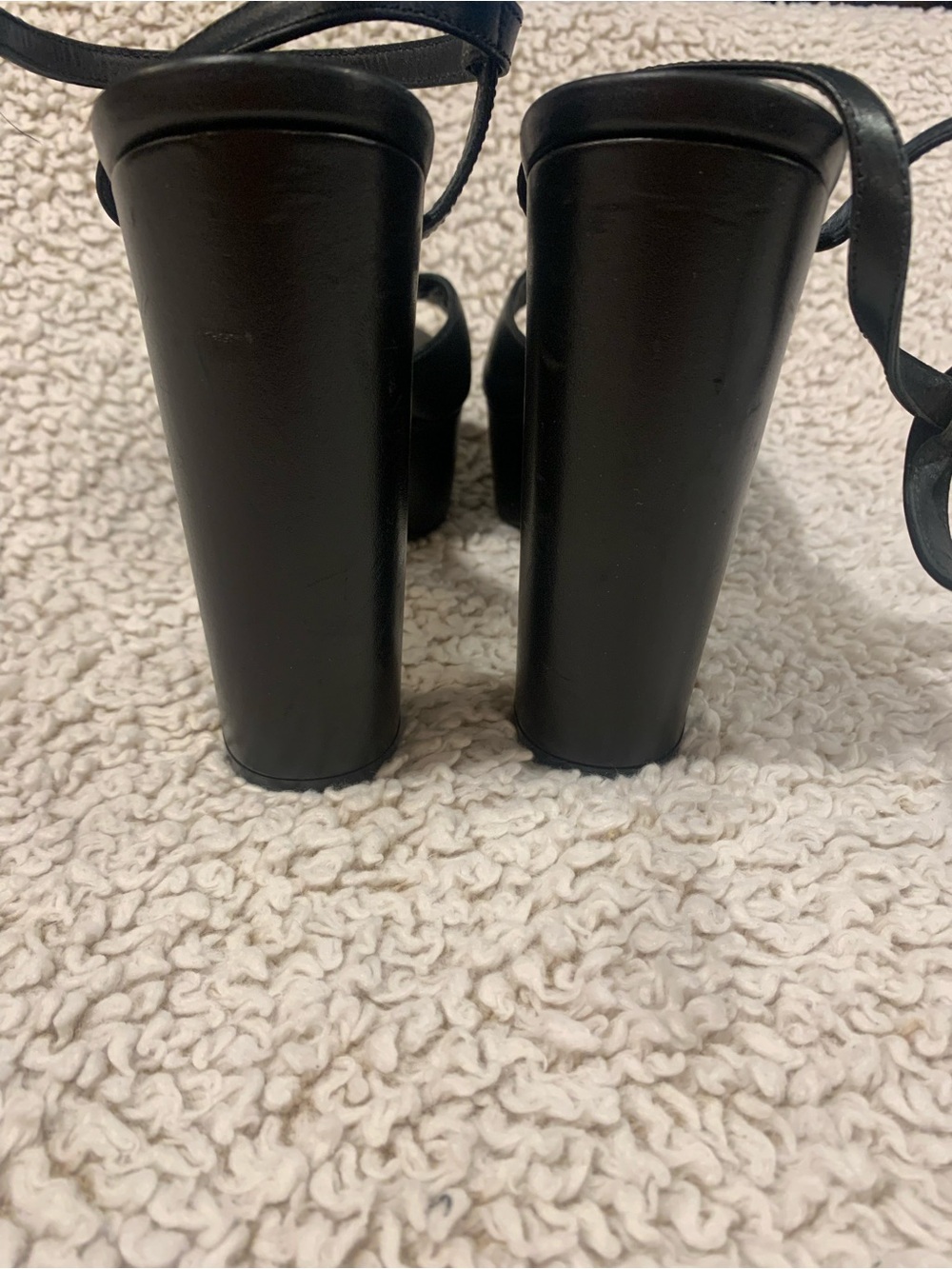 Stuart Weitzman Black Leather Platform Block-Heel Sandals size 8.5 - Picture 6 of 8
